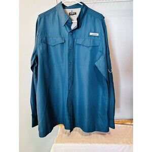 Habit Mens Blue Coral 100 % Polyester Fishing Hiking Shirt UPF 40+ Sz Large
